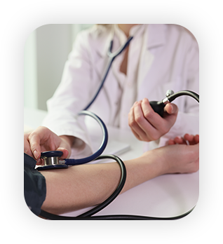 Doctor measuring blood pressure to patient using mechanical sphygmomanometer in clinic closeup